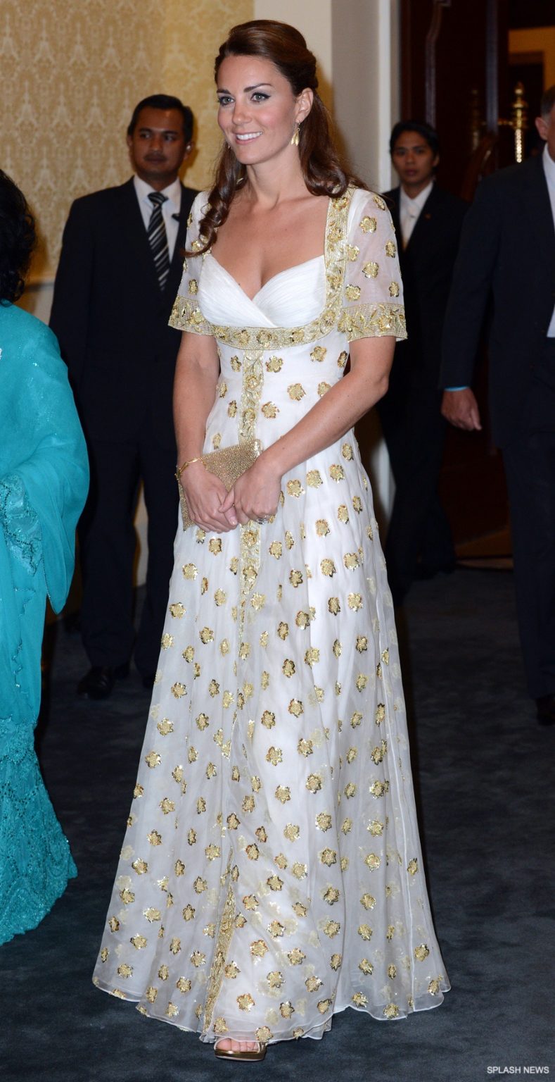 kate in gold gown