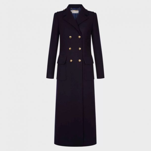 navy full length coat