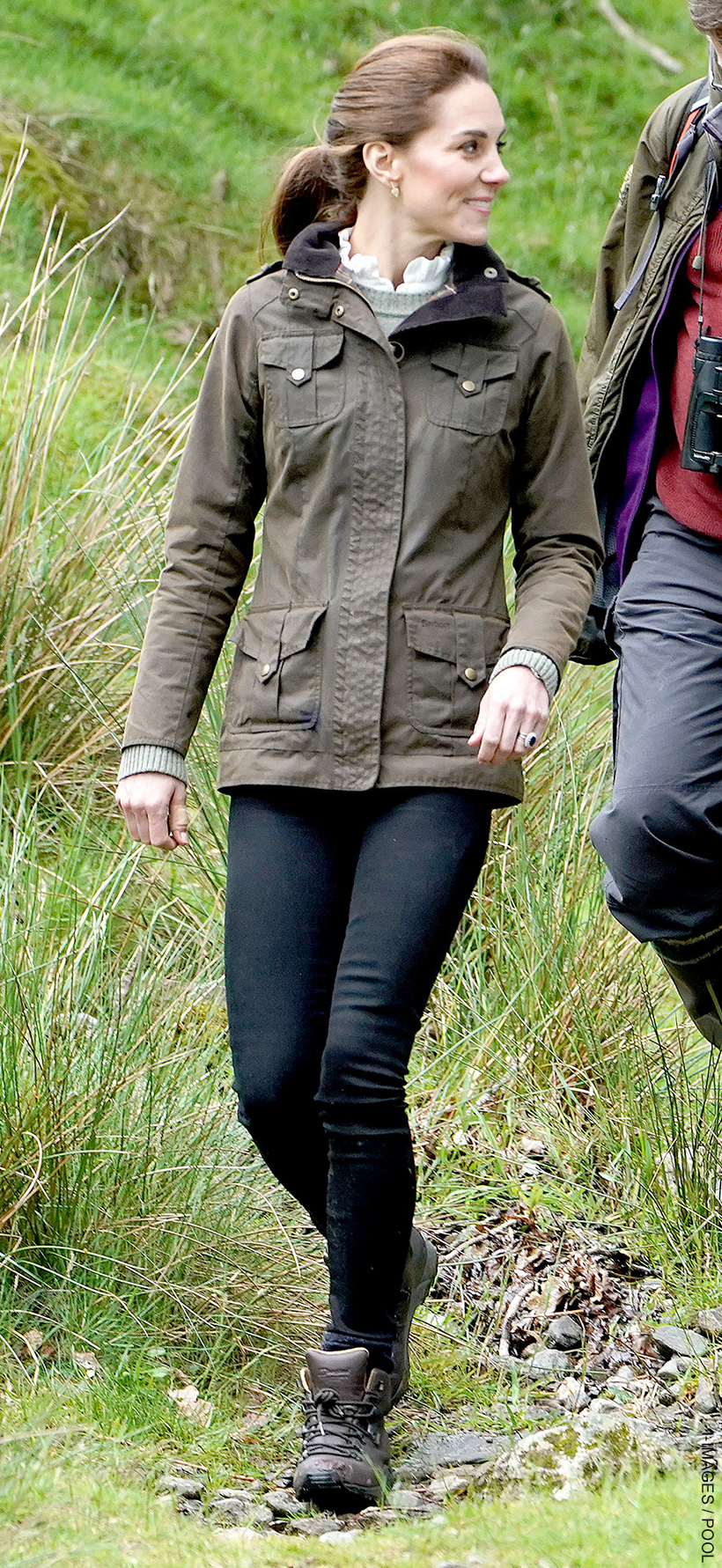 Kate Middleton wearing her Barbour jacket during a visit to Cumbria