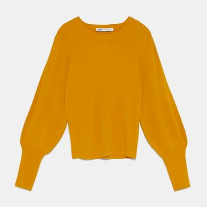 Zara Mustard Puff Sleeve Sweater