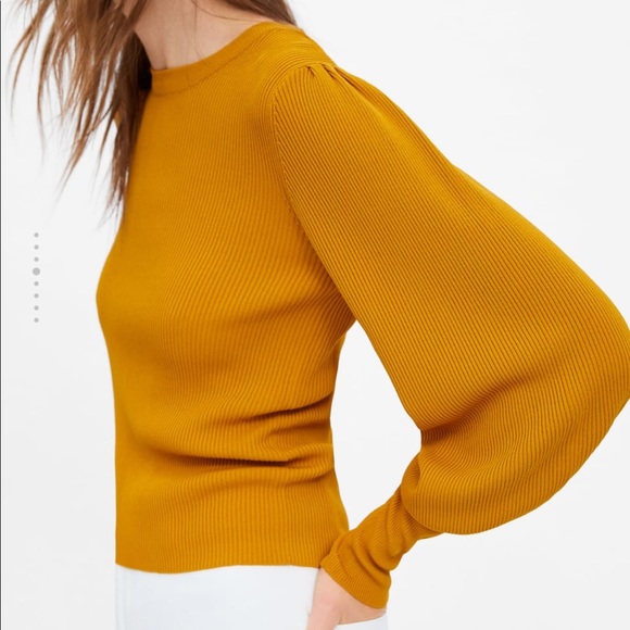 Zara Mustard Puff Sleeve Sweater