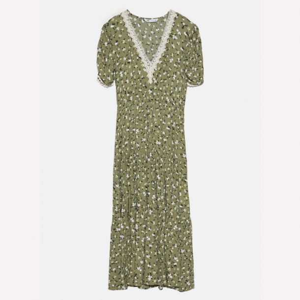 Zara green floral clearance dress