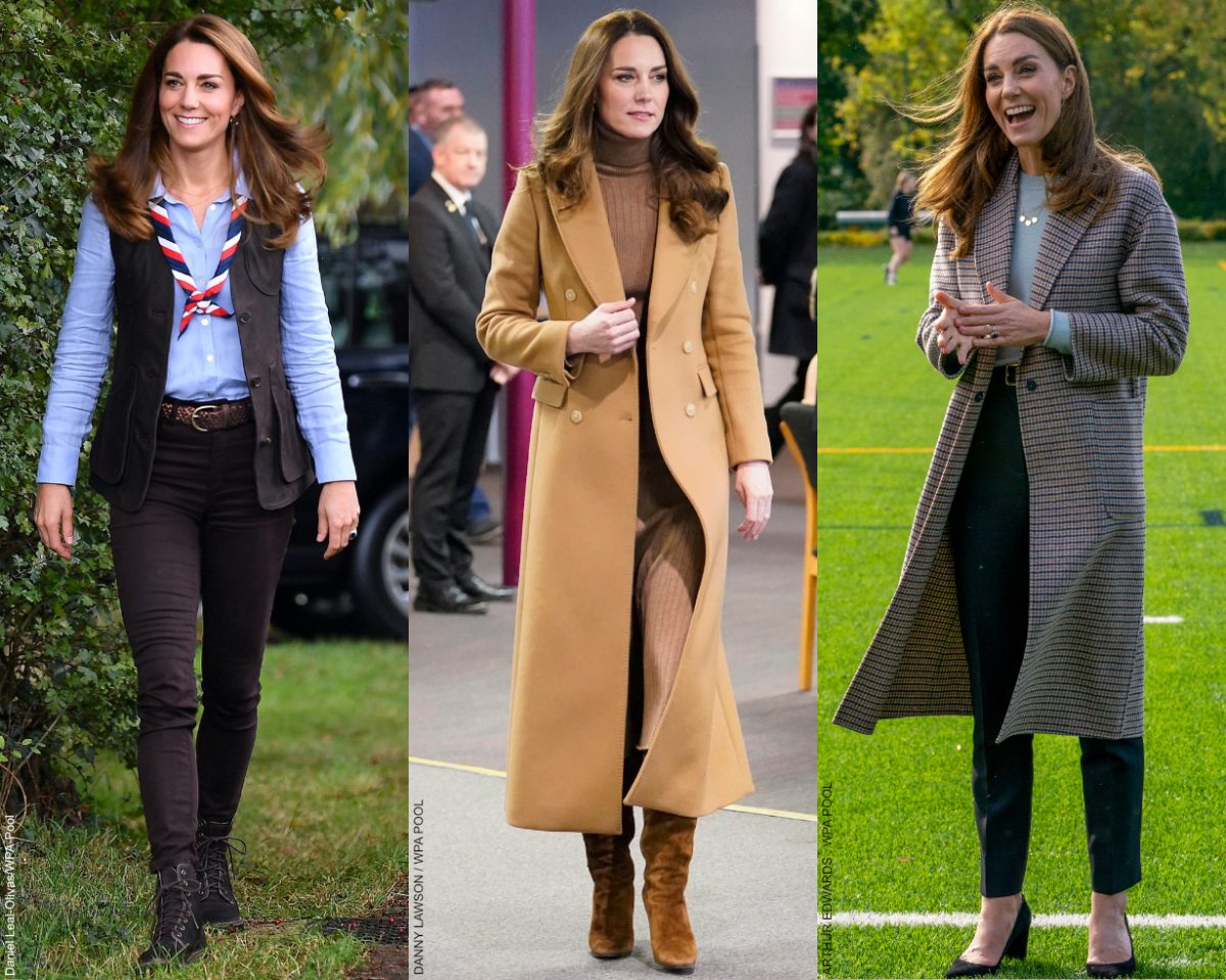 Kate Middleton on three seperate occasions wearing Massimo Dutti clothing.  