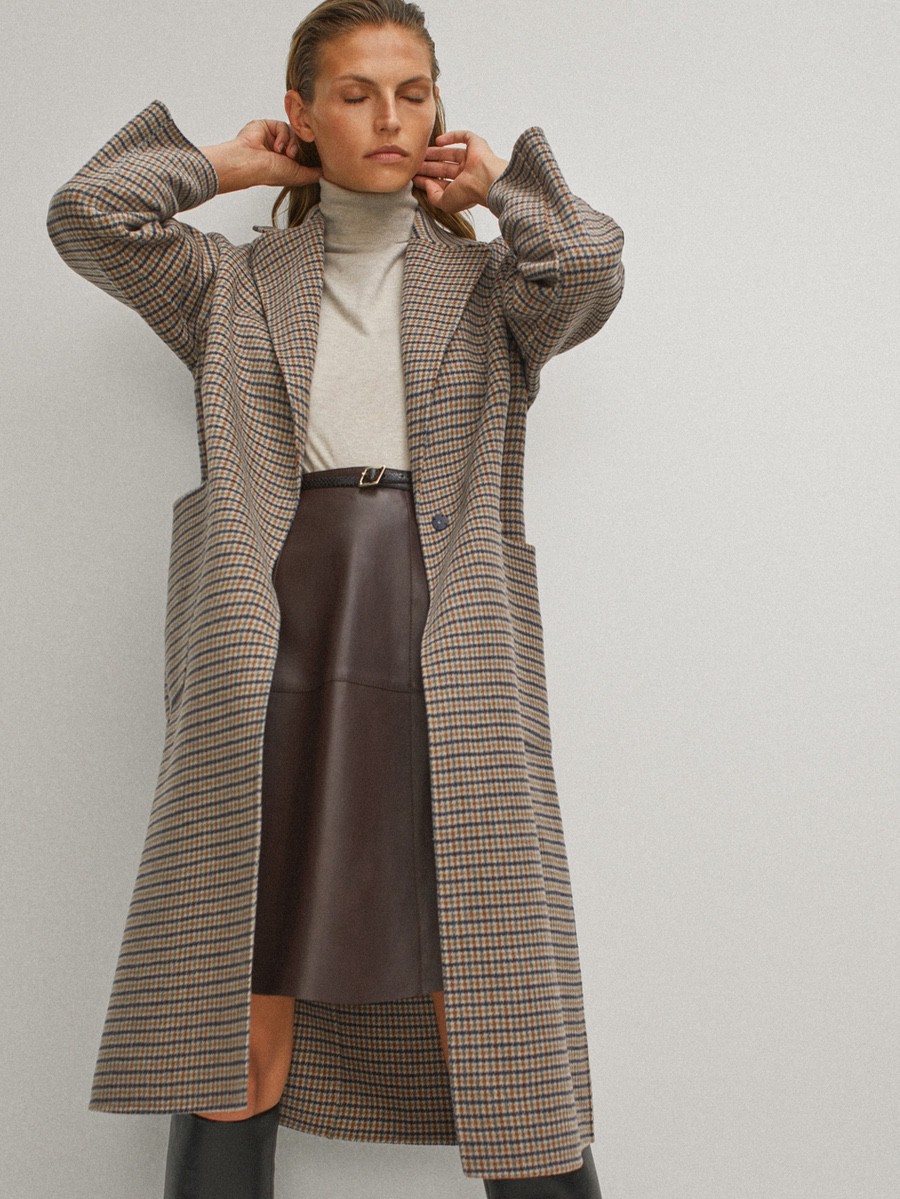 Massimo dutti 2025 checked wool coat