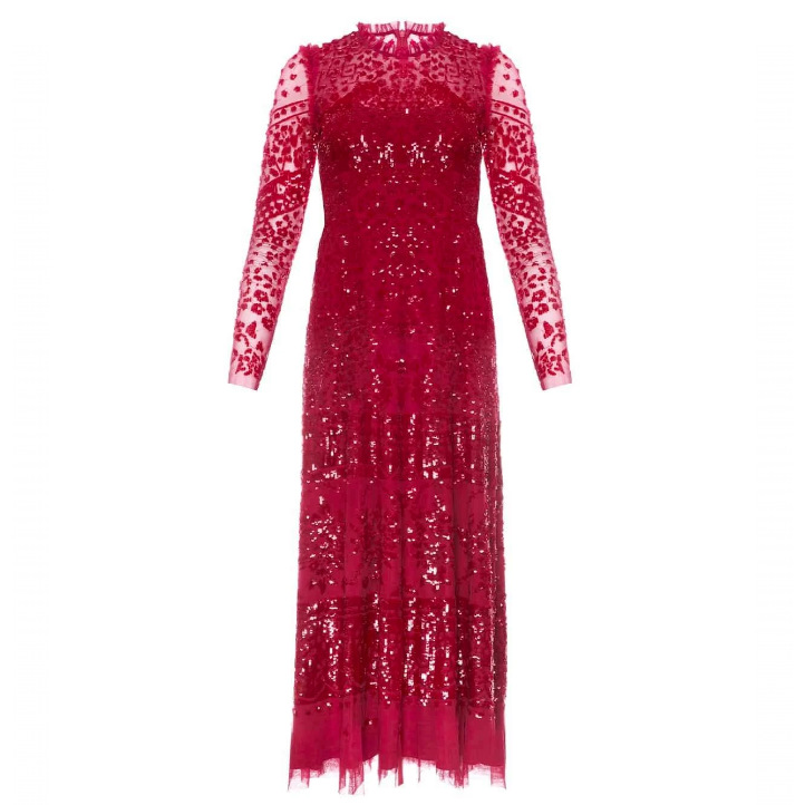 Kate Middleton Wearing The Needle Thread Red Aurora Sequinned Dress