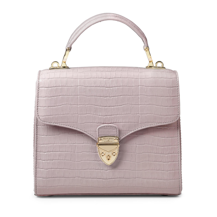 Aspinal of London Mayfair Midi Bag in Lilac Croc