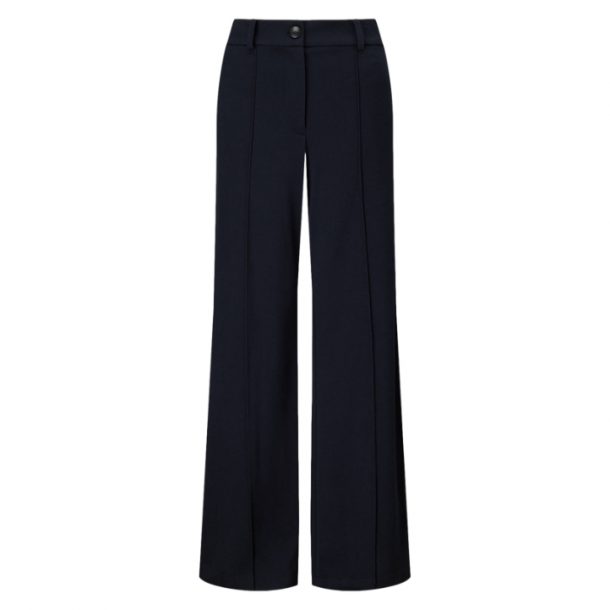 Navy Wide-Leg Viscose Pants