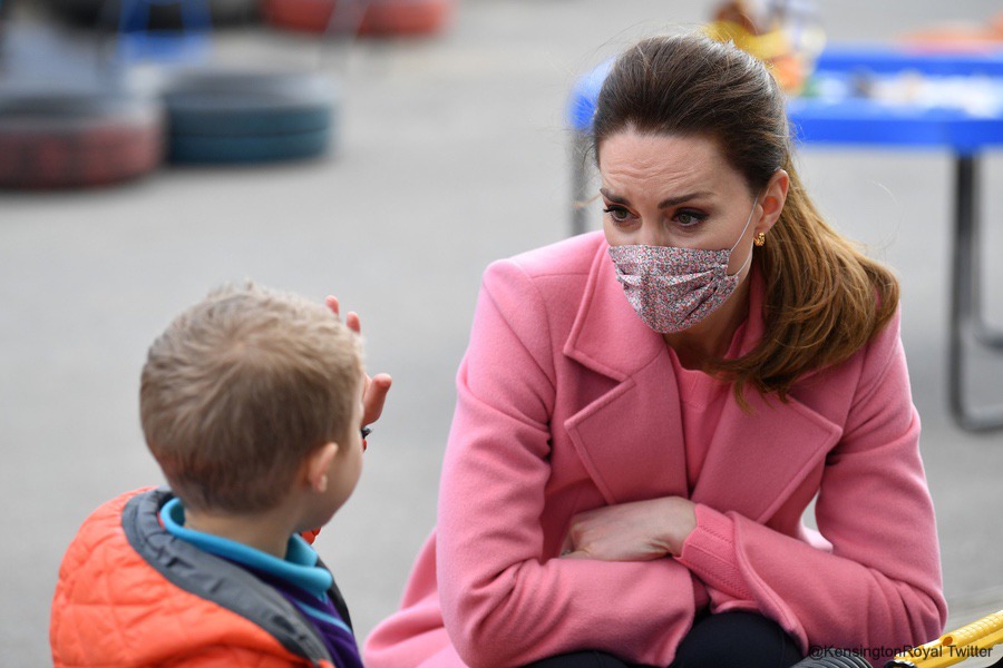 Kate Middleton's pink coat and jumper for school visit as lockdown eases