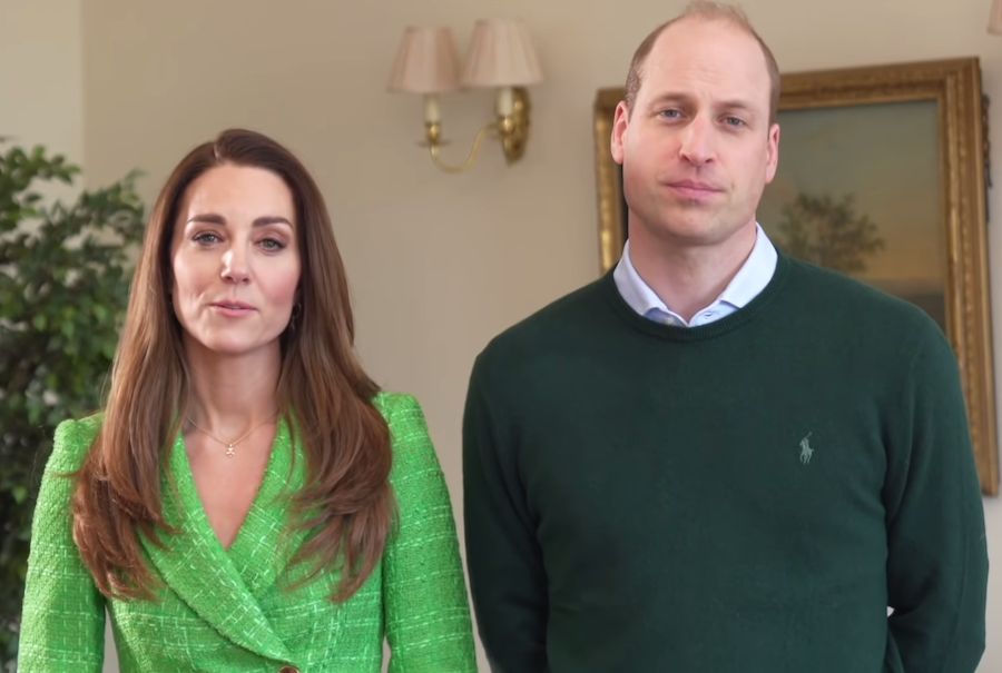 Kate in green blazer and shamrock jewellery for St Patrick’s Day video