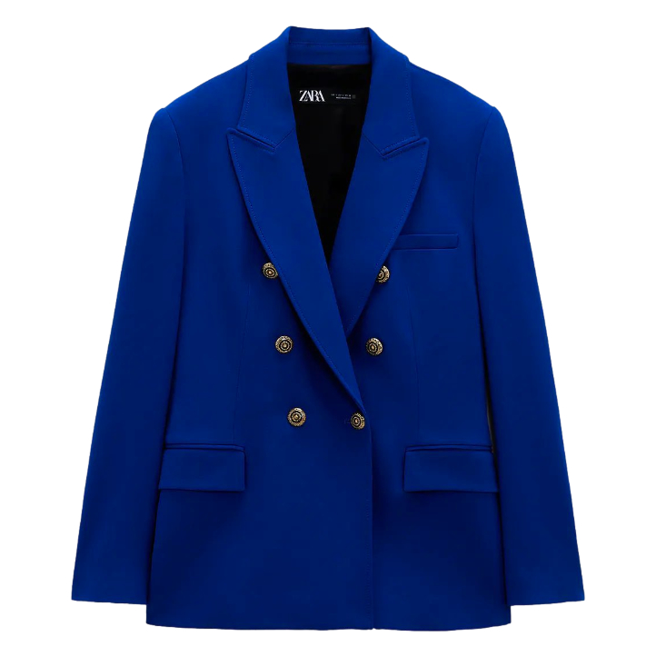 Zara blue tweed on sale jacket