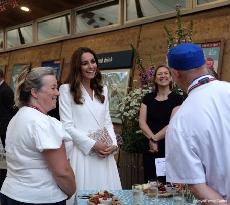 Kate in white for receptions at the Eden Project