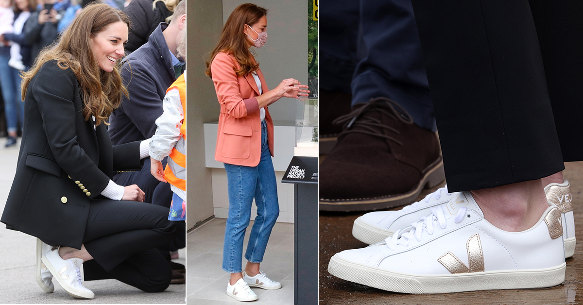 Kate Middleton's VEJA Esplar sneakers in white rose gold metallic