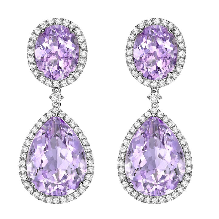 Elizabeth: 16mm Royal Lavender Created Opal Teardrop Fishhook Earrings 