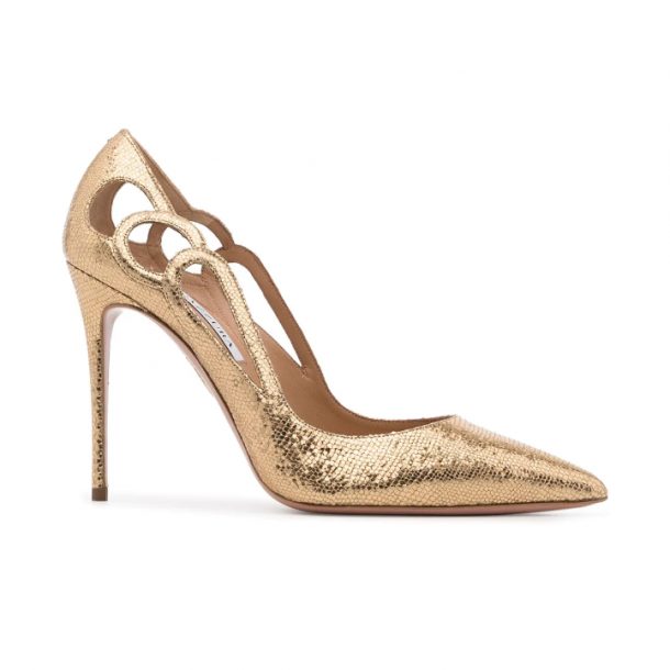 Kate Middleton's gold shoes by Aquazzura: the Fenix 105 pointed pumps