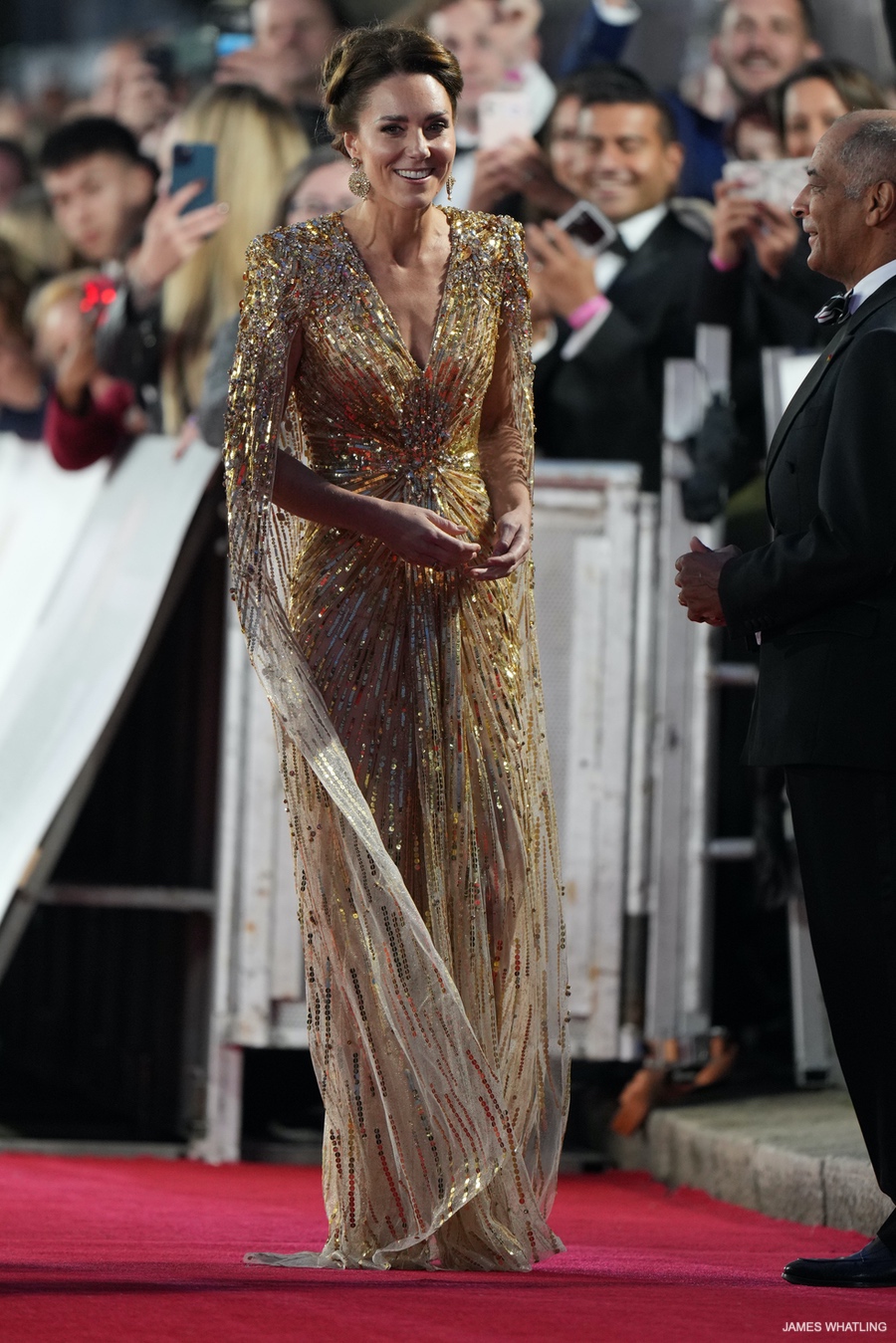 Kate Middleton's Gold Dress — Jenny Packham 007 Goldfinger Gown | vlr ...