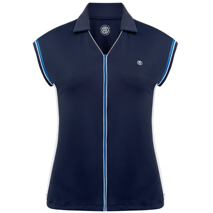 Poivre Blanc Meryl Stretch Pique Polo Shirt in Oxford Blue