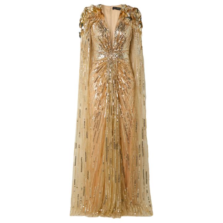 Jenny Packham ‘Goldfinger’ Gold Sequin Dress with Cape