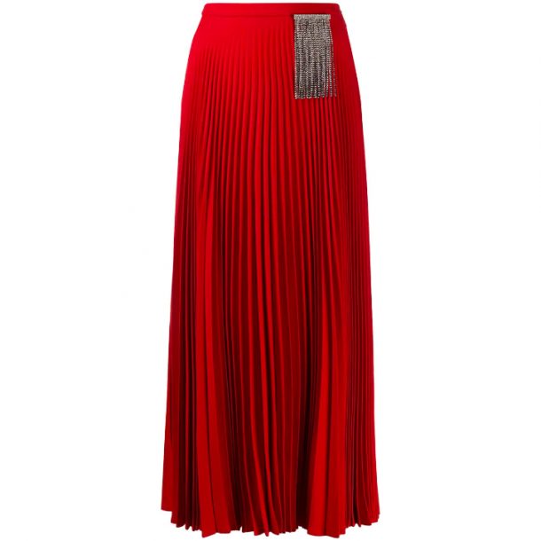 Embroidered Herringbone Wool Skirt | Michael Kors Canada