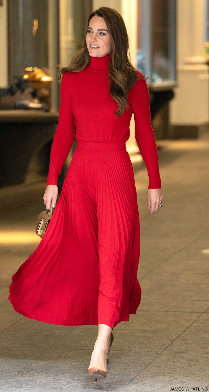 Kate Middleton's Christopher Kane Red Pleated Maxi Skirt