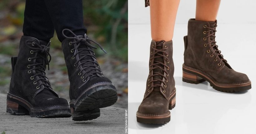 Side by Side comparison of the stock image of the See By Chloe boots, alongside a photo of Kate Middleton wearing the boots.