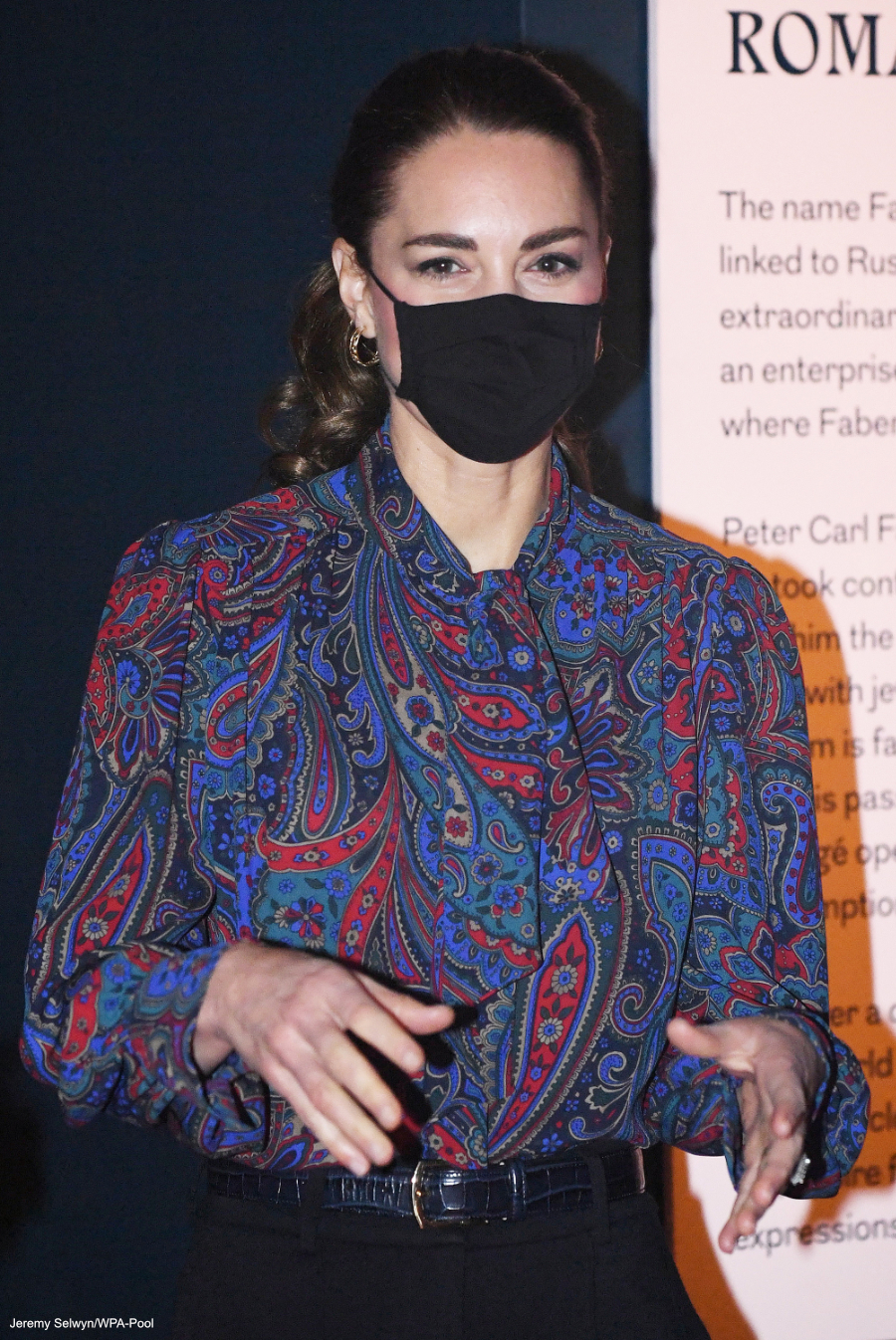 Kate Middleton's Ralph Lauren Klaryce paisley shirt from V&A Fabergé visit