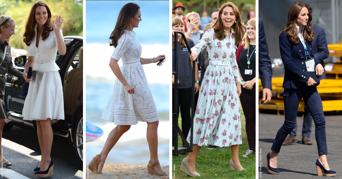 Kate Middleton wearing espadrille wedges