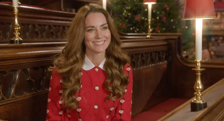 Kate Middleton's red Miu Miu jacquard cardigan worn for Christmas