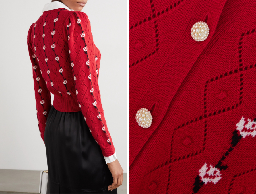 Kate Middleton's red Miu Miu jacquard cardigan worn for Christmas