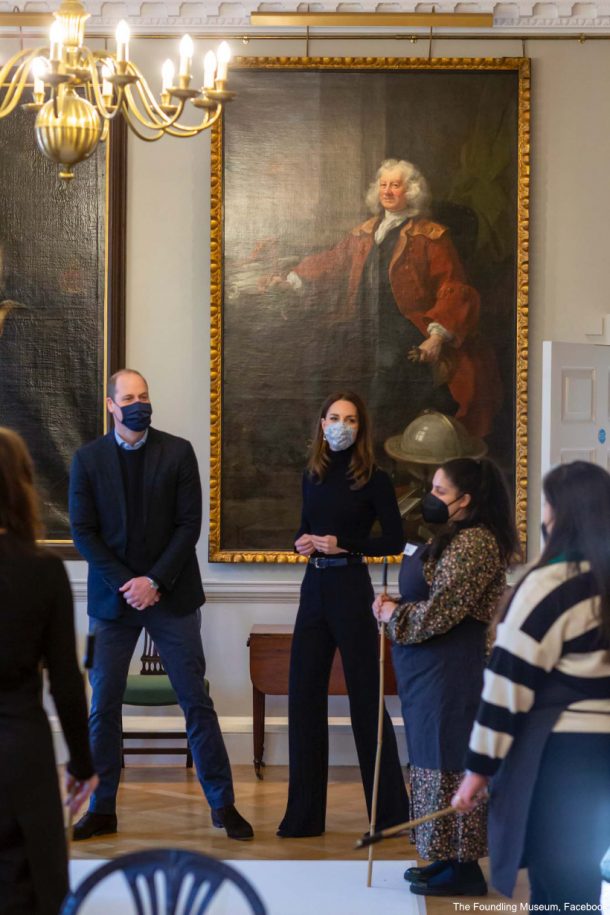 Kate Middleton visits the Foundling Museum wearing blue outfit