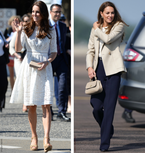 Kate Middleton carrying handbags on two different occasions