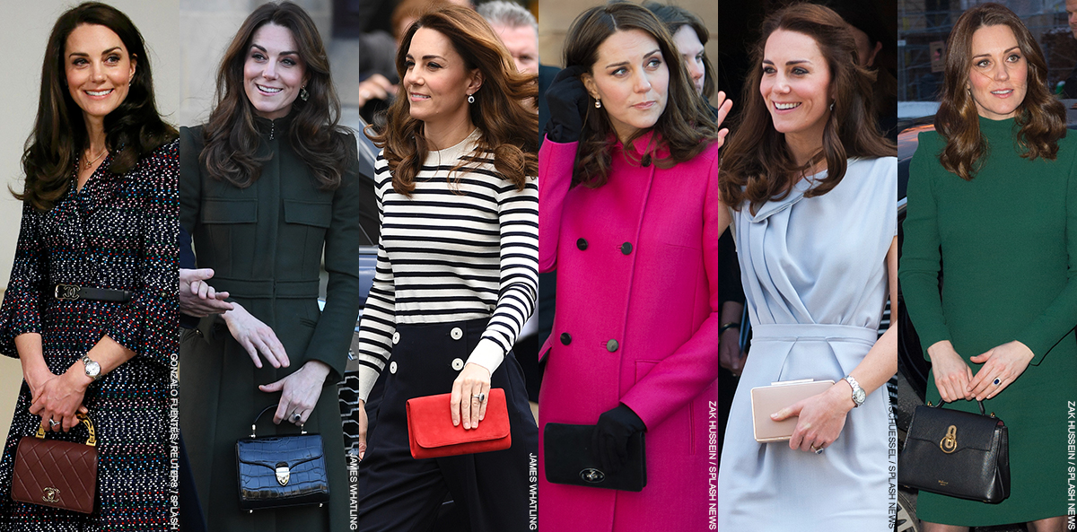 Kate Middleton carrying handbags on four different occasions