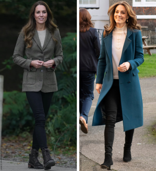 Kate Middleton wearing two different types of boots