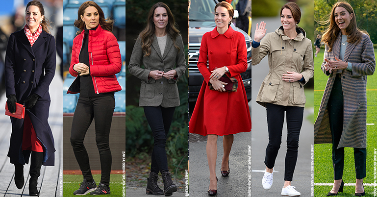 Kate Middleton wearing three different coats from her collection