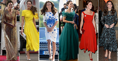 Kate Middleton wearing dresses or gowns on two different occasions