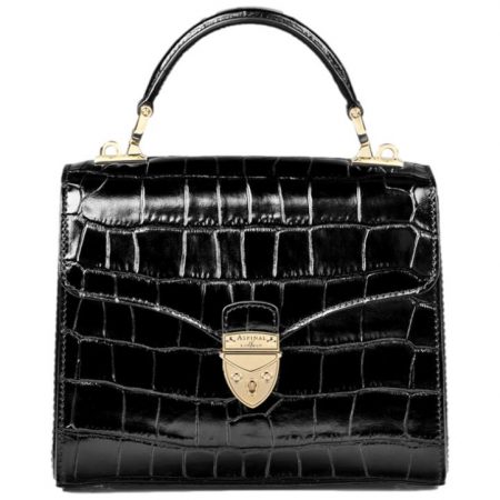 Kate Middleton's Aspinal of London Midi Mayfair Bag in Black Croc