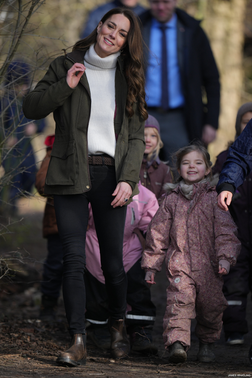 The Duchess of Cambridge visits Stenurten Forest Kindergarten to hear about their approach to learning, in Copenhagen, Denmark, on the 23rd February 2022.