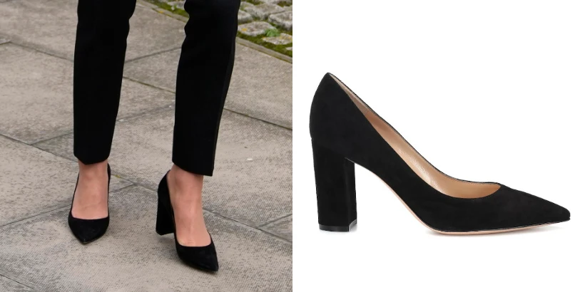 Black pumps with an open heel made of natural suede leather combined with  transparent silicone - BRAVOMODA