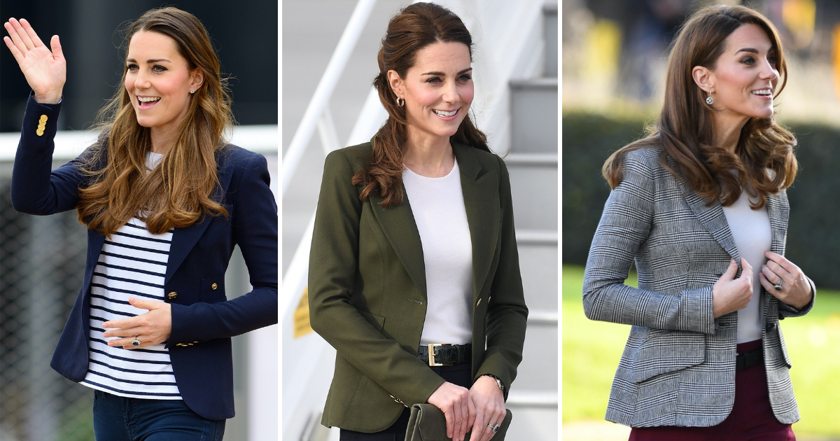 Kate Middleton wearing three different Smythe blazers. She owns two of the Canadian company's 