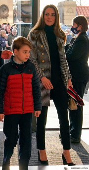 Kate Middleton at a Six Nations game in 2022 with her son, Prince George