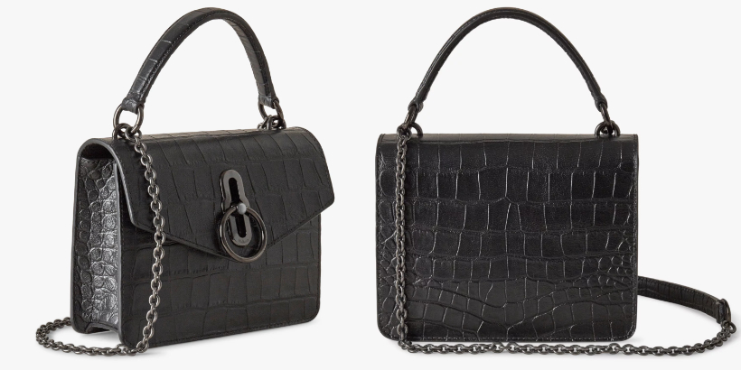 More stock photos of the Mulberry Amberley bag in black croc.  these photo show a side and back profile of the bag. 