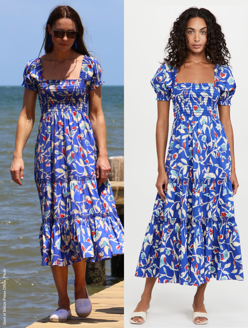 Kate Middleton in Blue Tory Burch Dress for Belize Cacao Farm Visit