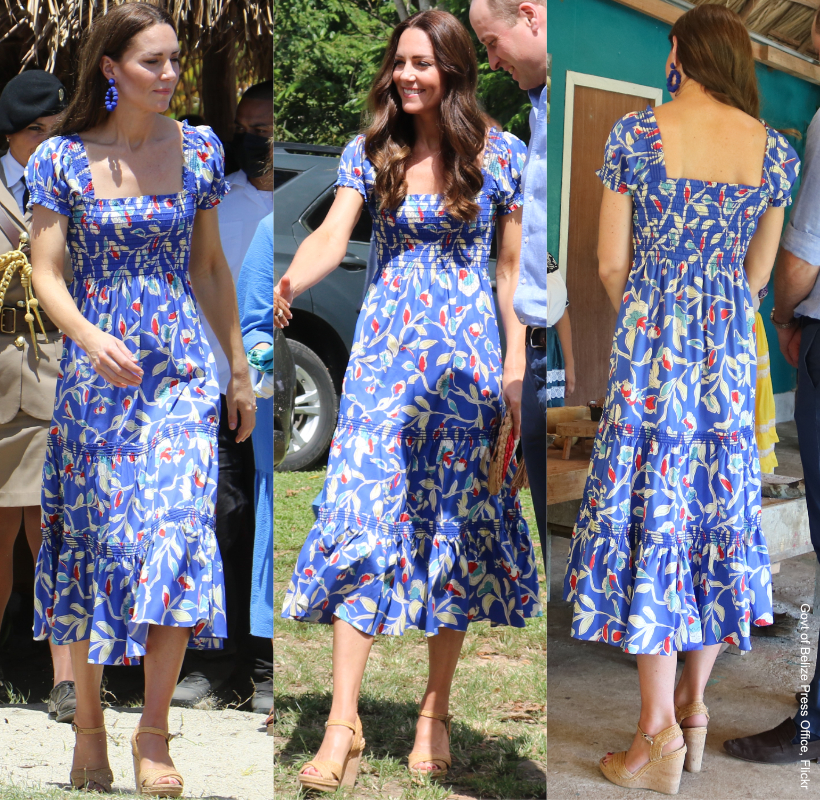 Kate Middleton in Blue Tory Burch Dress for Belize Cacao Farm Visit