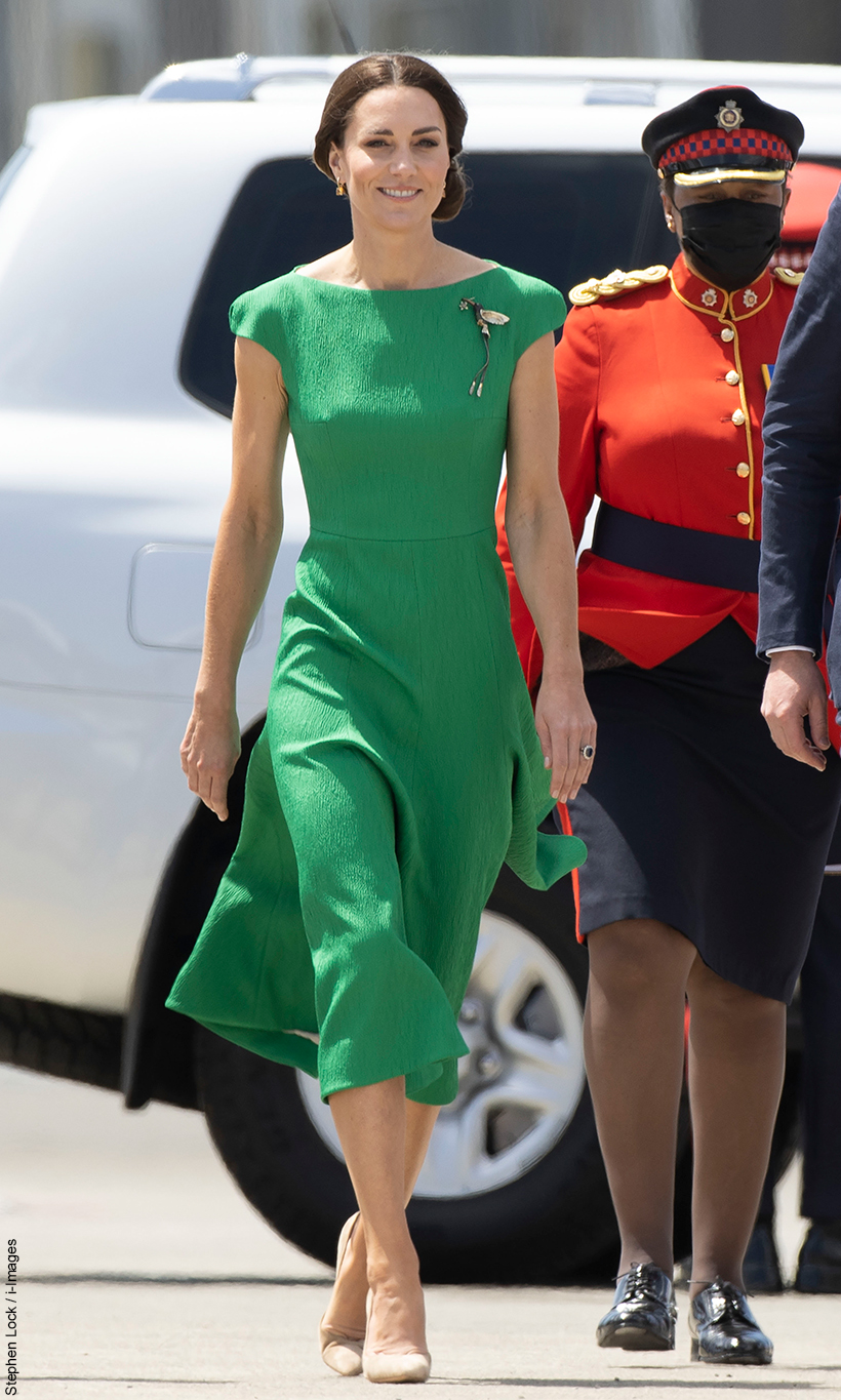 Kate rewears green Emilia Wickstead Dress for Jamaica Departure