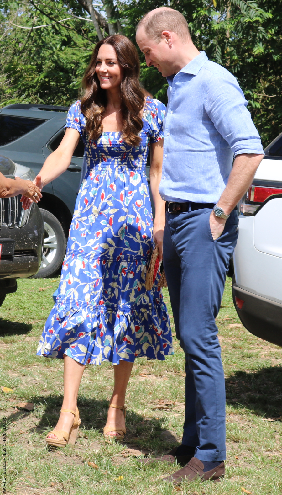 Kate Middeton s blue floral summer dress in Belize is by Tory Burch