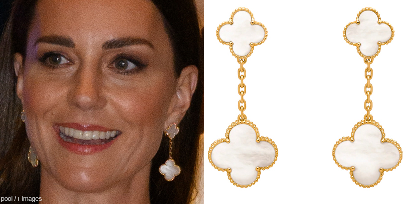 Kate Middleton's Van Cleef & Arpells Magic Alhambra earrings in Mother of  Pearl