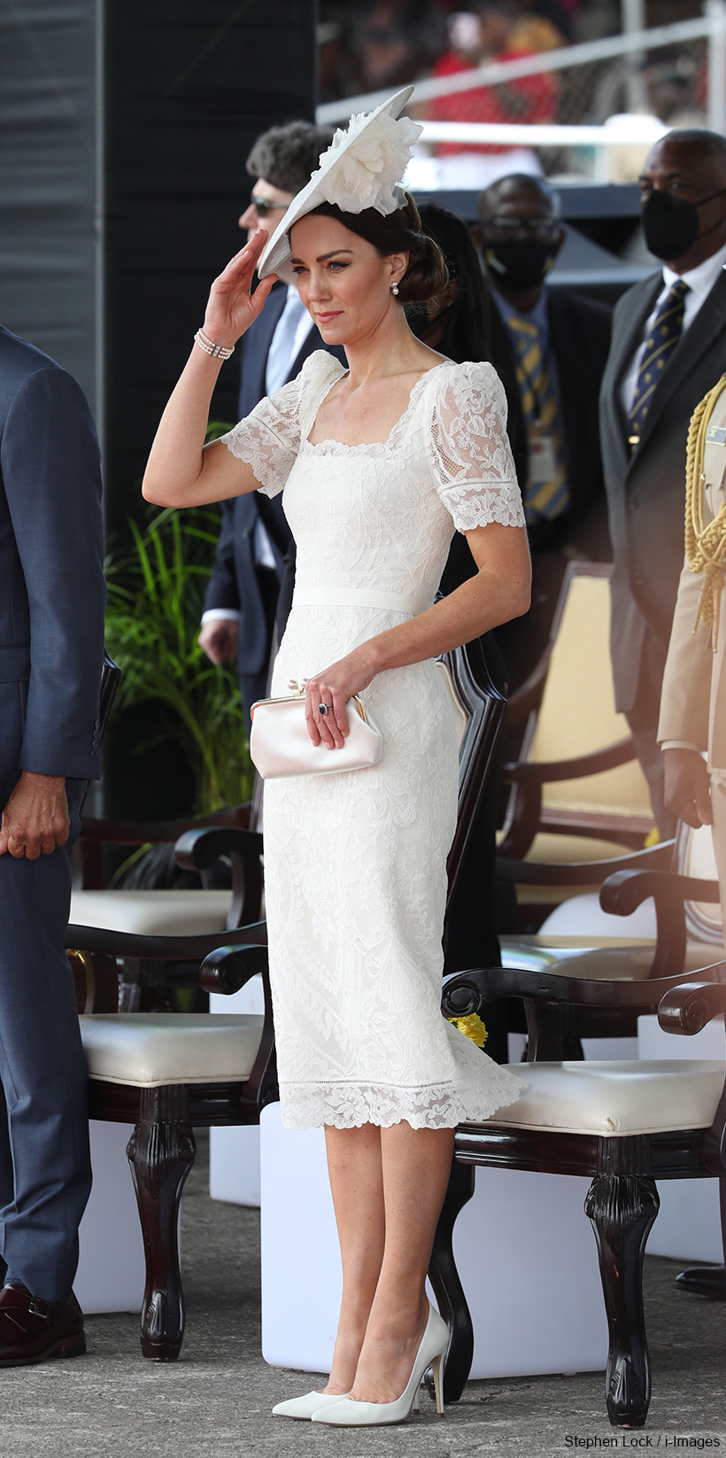 Kate Middleton wears White Lace Dress by Alexander McQueen in