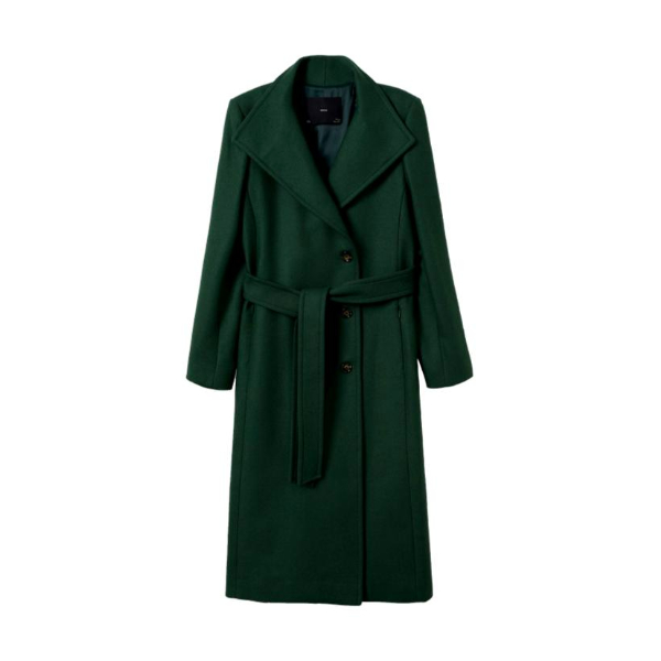 Dark green sale belted coat