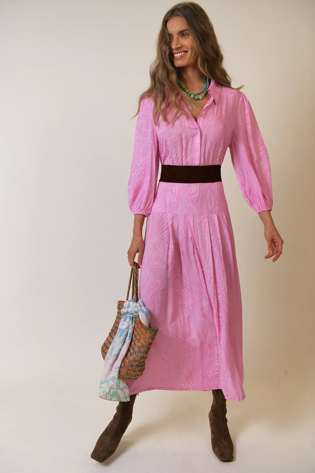 Rixo Izzy Dress in Pink worn by Kate ...