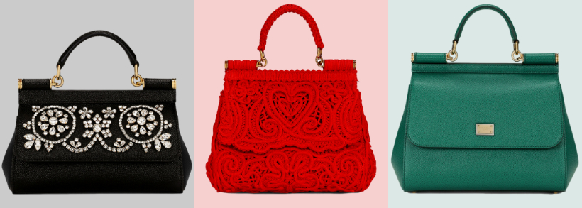 Dolce & Gabbana Medium Sicily Handbag In Dauphine Leather in Red