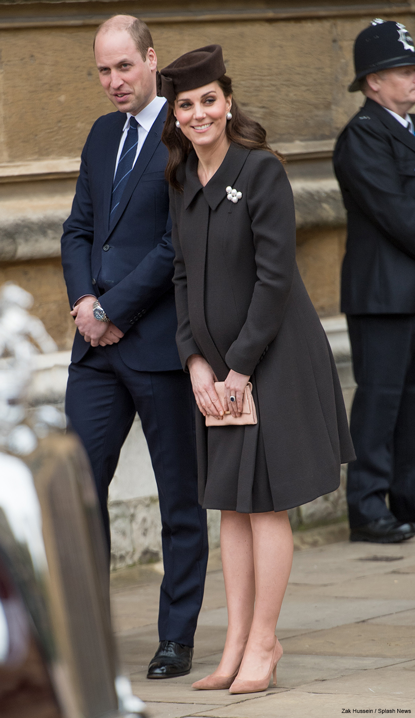 Heavily Pregnant Kate in Brown for 2018 Easter Service